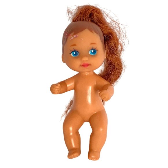 Mattel Toys Mattel Blue Eyes Girl Mini Baby Doll Long Hair In Long Nude Moving Head
